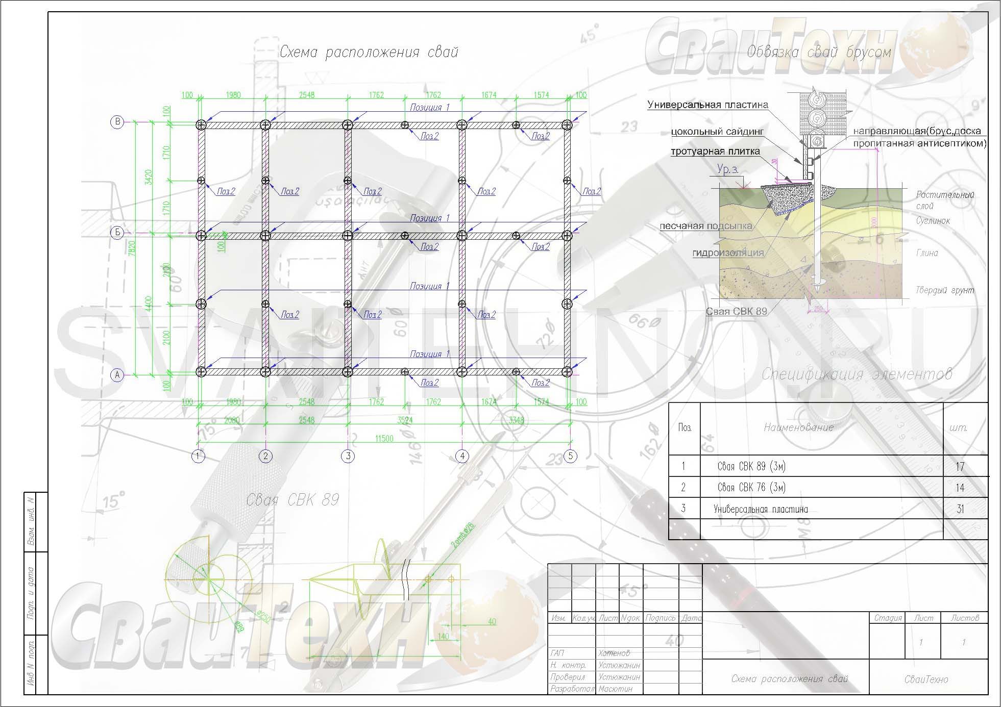 Схема расположения свай для строительства жилого дома из СИП панелей